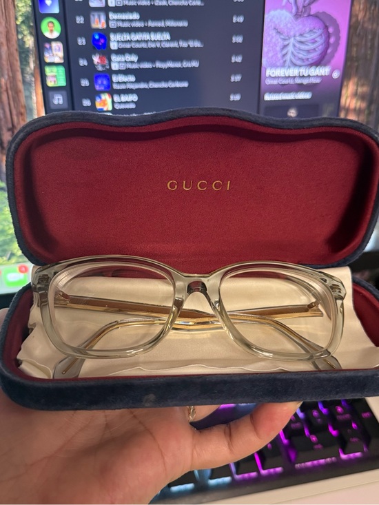 Gucci Accessories - Gucci Clear Beige Frame Glasses with Gold Temples